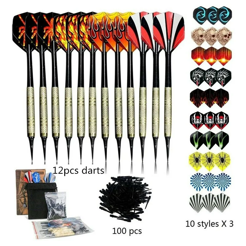 

100Pcs Dart Set Various Styles Darts Soft Plastic Tips Set for Electronic Darts Accessories