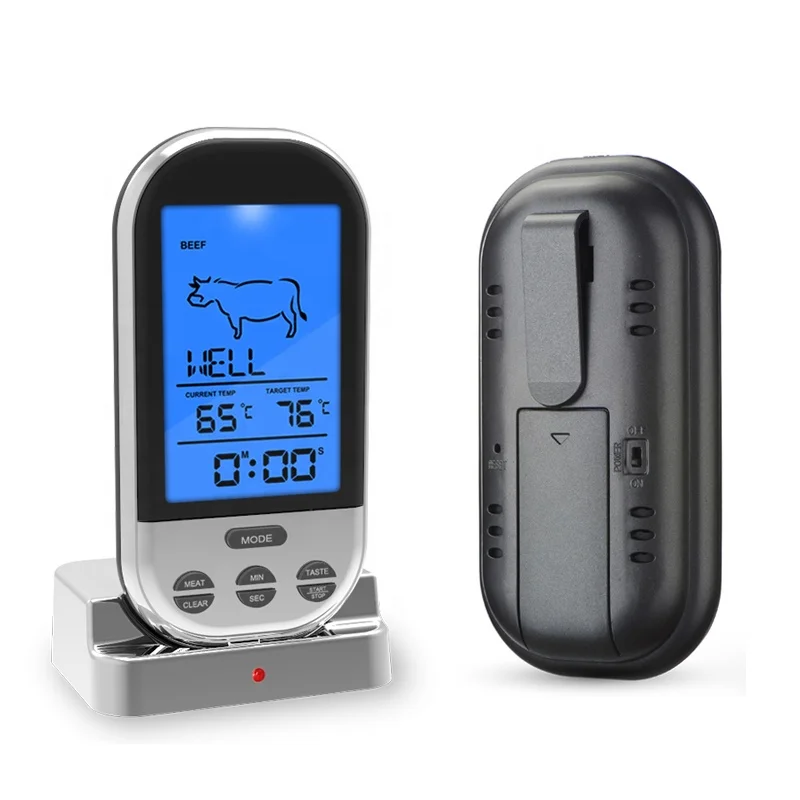 

RF Wireless Remote Digital Cooking Kitchen Meat Thermometer with Food Temperature Probe for Milk Coffee Smoker BBQ Grilling, Any pantone color and customized pakage is available.