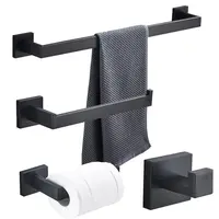 

Buy direct from china manufacturer stainless steel towel holder black four pieces bathroom accessories set