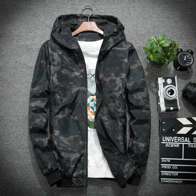 

New Thin Camo Jacket Men Male Spring Fall Sports Casual Jacket, Red/black green/blue