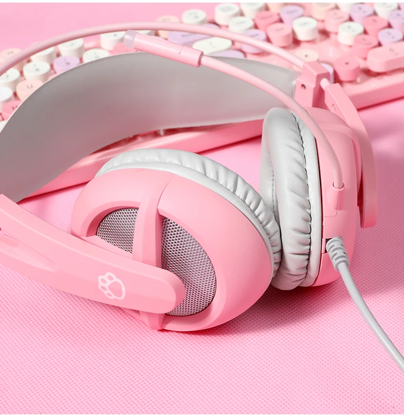 

Automatic Noise Reduction Large-Size Earmuffs Wire-Controlled Pink Gaming Headset