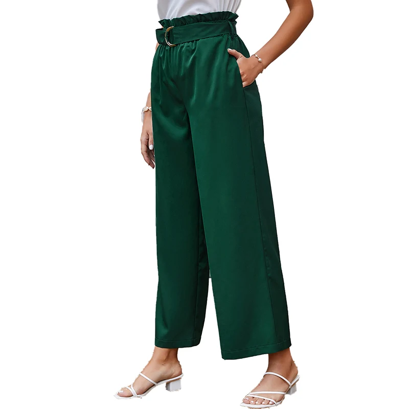 

New products 2021 unique army green high waist casual women straight cut women's trousers & pants wholesale
