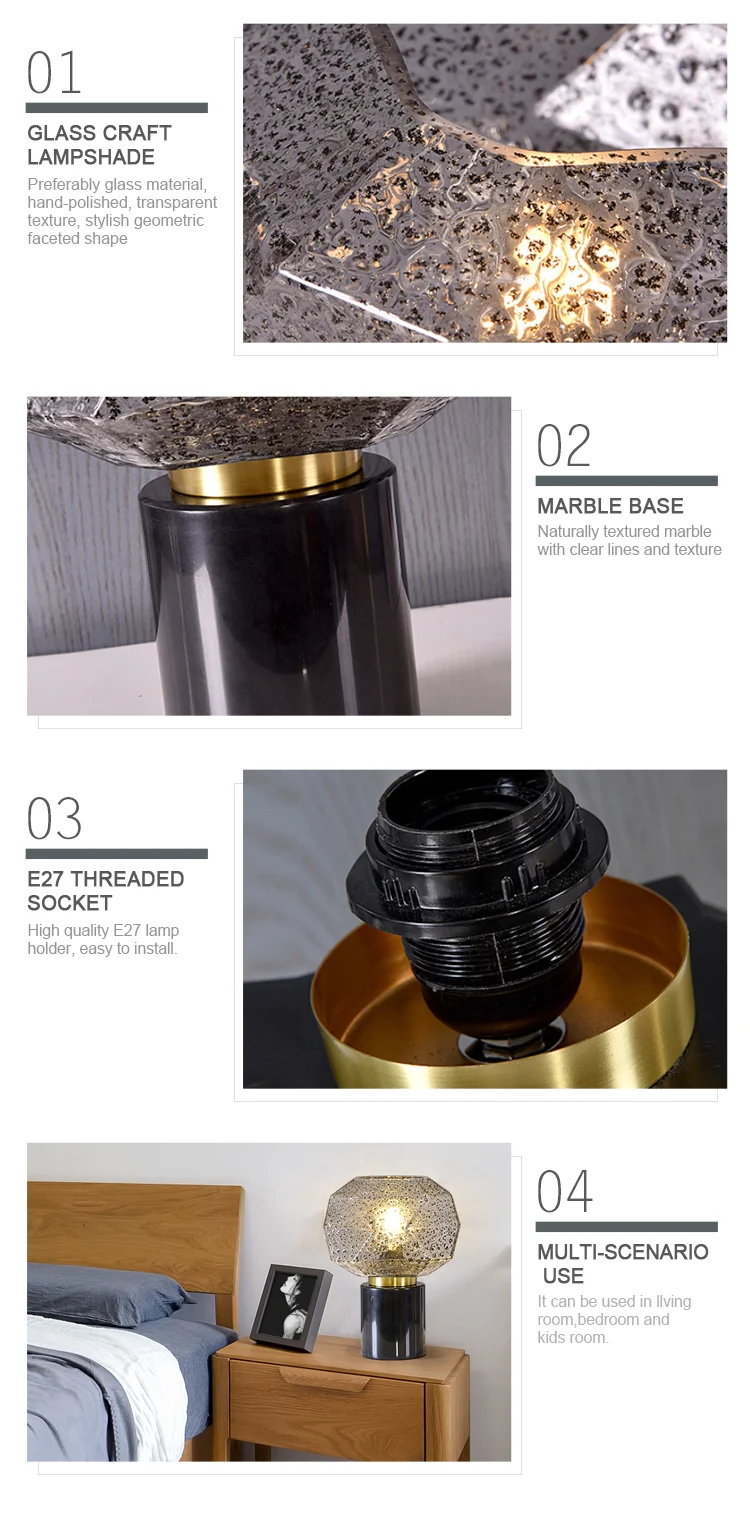 Wholesale Handmade Hotel Decorative Small Marble Table Light/ Table Lamps For Restaurant