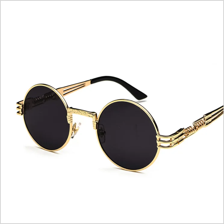 

Designer Famous Brands Luxury Fashion Steampunk Sunglasses Round Retro Metal Men Sunglasses Sun Glasses