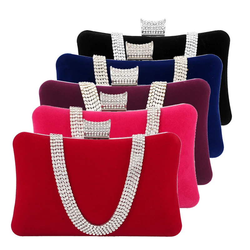 

Luxury solid color rhinestone custom purse mini women hand bags ladies crossbody bag clutch handbag women, 5colors