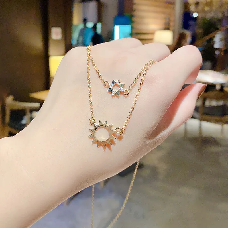 

14K Gold Plated Charm Pendant Titanium Stainless Steel Necklace Zircon Fishtail Star Moon Heart Lock Pendant Jewelry for Women