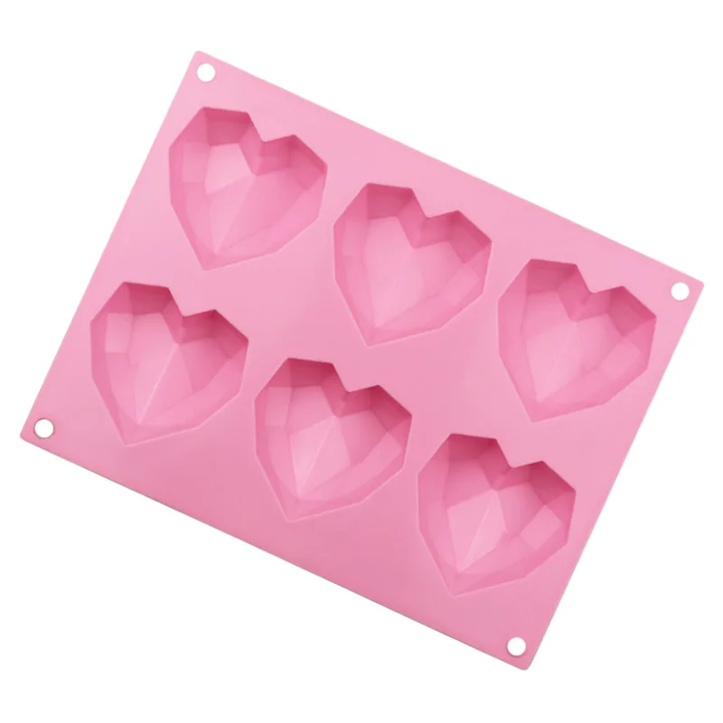 

DIY hand-made tools Cake mold Aromatherapy plaster mold 6-connected three-dimensional small love silicone mold