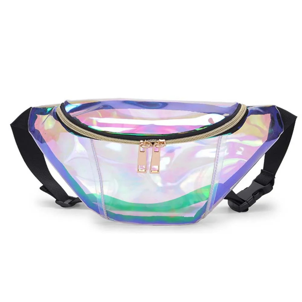 

Fashion hologram transparent laser PVC PU fanny pack custom glitter waist bag, Blue,red,green,black,or customized