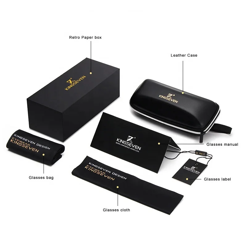 

KINGSEVEN 2021 Glasses Men Box Custom Logo Leather Case Sun Glasses For Men Wholesale / Drop shipping Glasses Women CASE 1