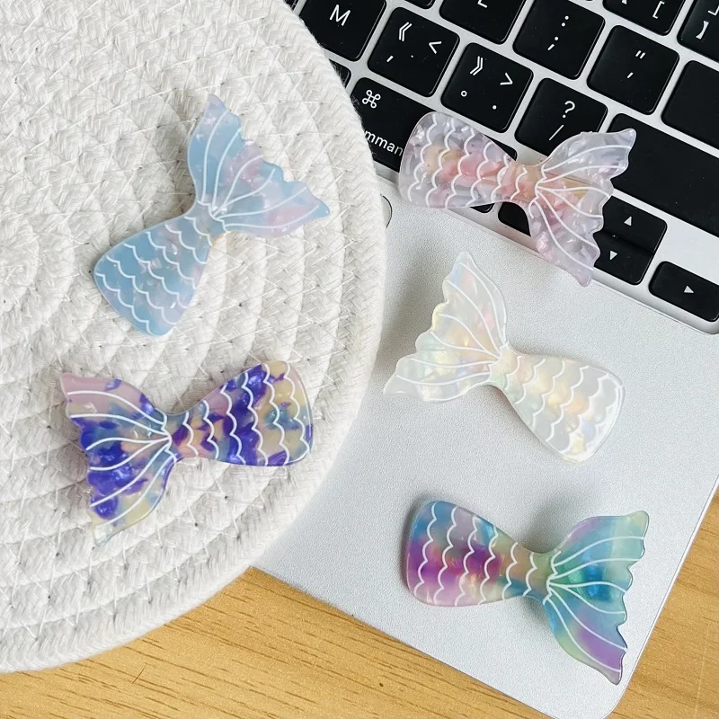 

MIO Fashion New Laser Acrylic Hair Clip Colorful Gradient Mermaid Tail Hair Clip Sweet Side Alligator Clips For Women Girls