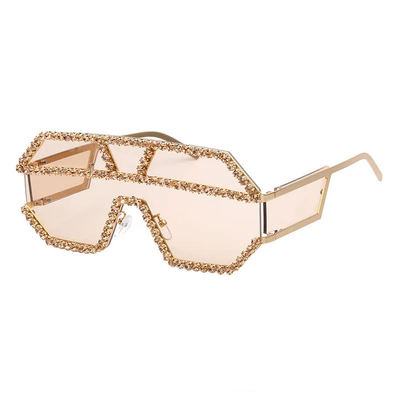 

Hot sale retro one-piece metal frame UV400 anti-radiation diamond frame sunglasses