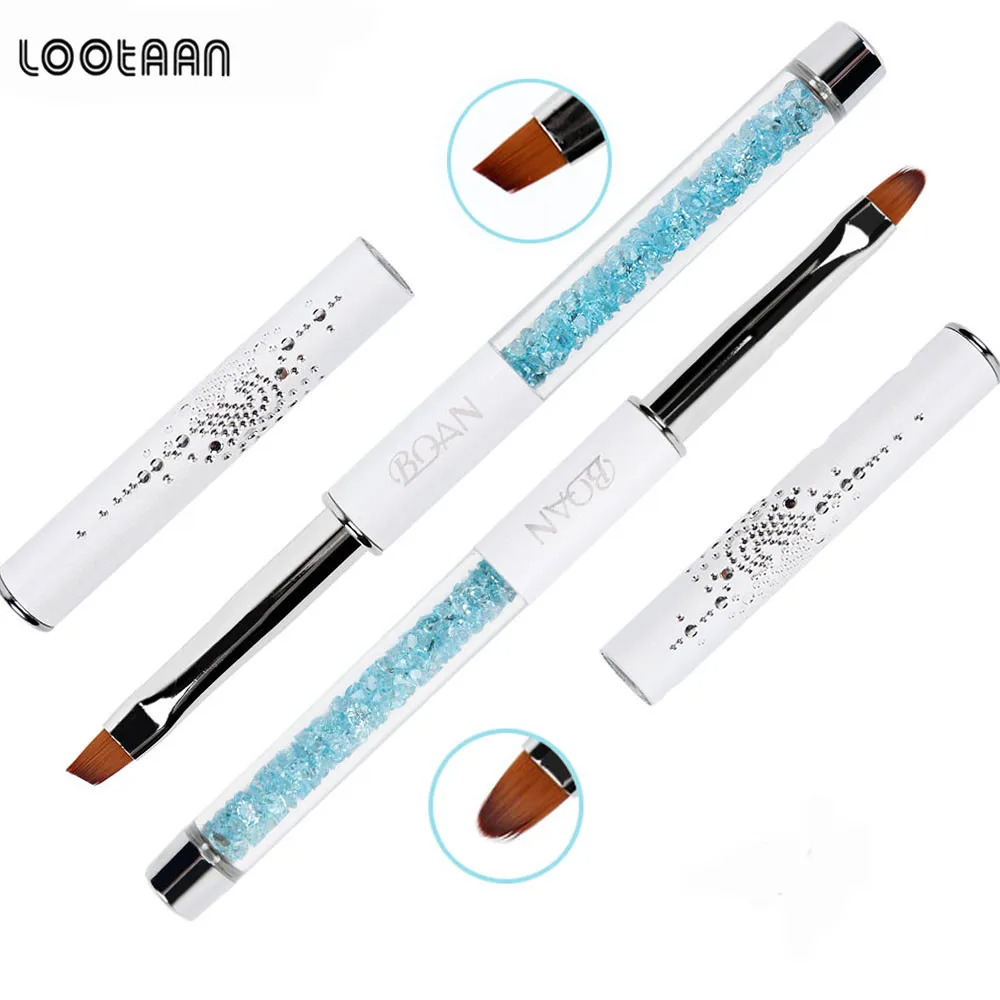 

LOOTAAN 2021 New Design Acrylic Handle Round Nylon Hair Gel Nail Art Brush, Silver