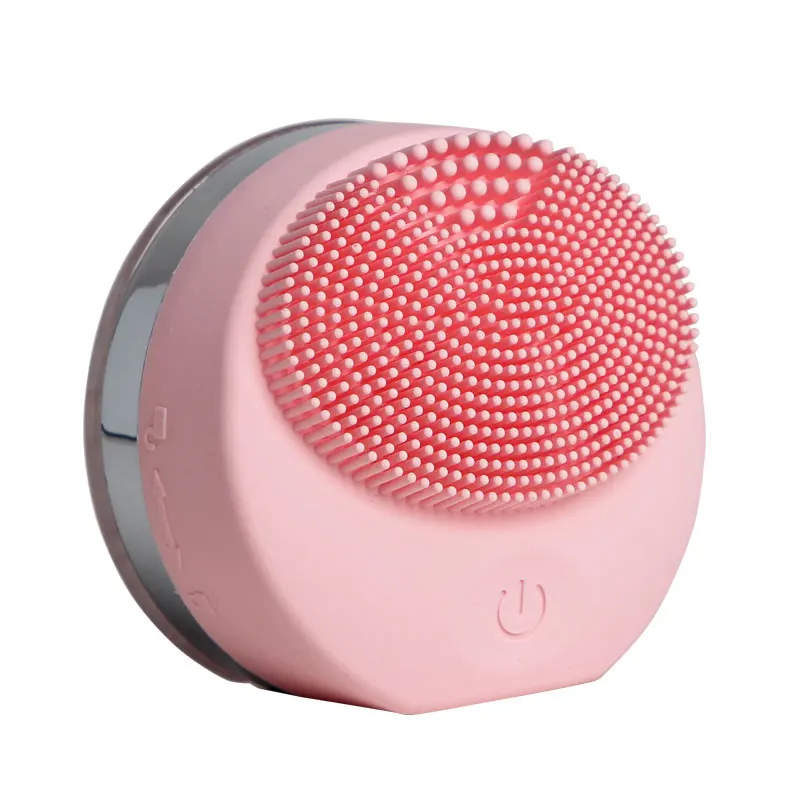 

2022 Hot Sale Mini Jade Electric Hand Held Silicone Facial Cleansing Device Face Clean Brush, Pink