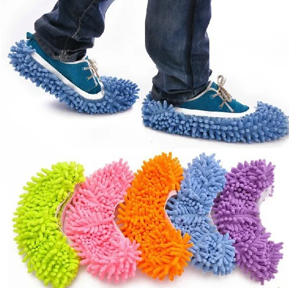 

Office Kitchen House Polishing Cleaning Mop Slippers Soft Washable Reusable Microfiber Foot Socks Floor Cleaning Tool, Customer's request