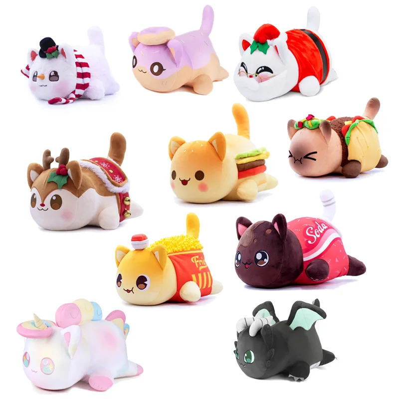 

Aphmau Plush Toy Cat Doll Soft Pillow Toy Wholesale Custom Burger/Reindeer/Christmas/Tuck/Coke Cat Dolls