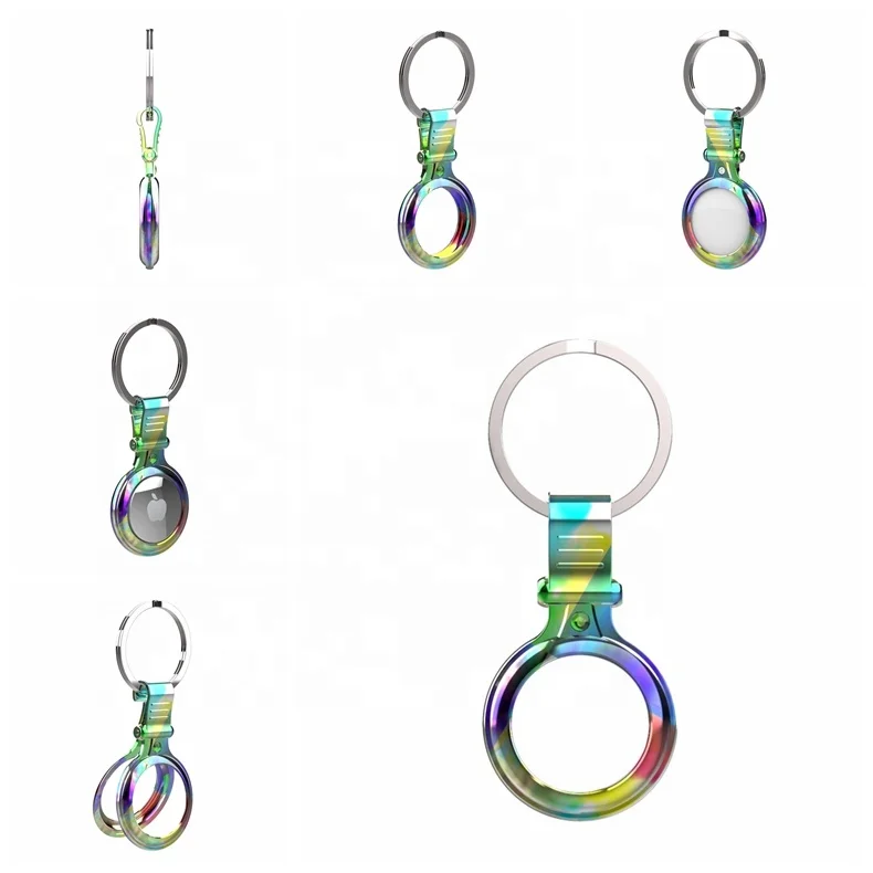 

Electroplating Colorful Airtag Keychain Holder Metal Airtag Protective Case