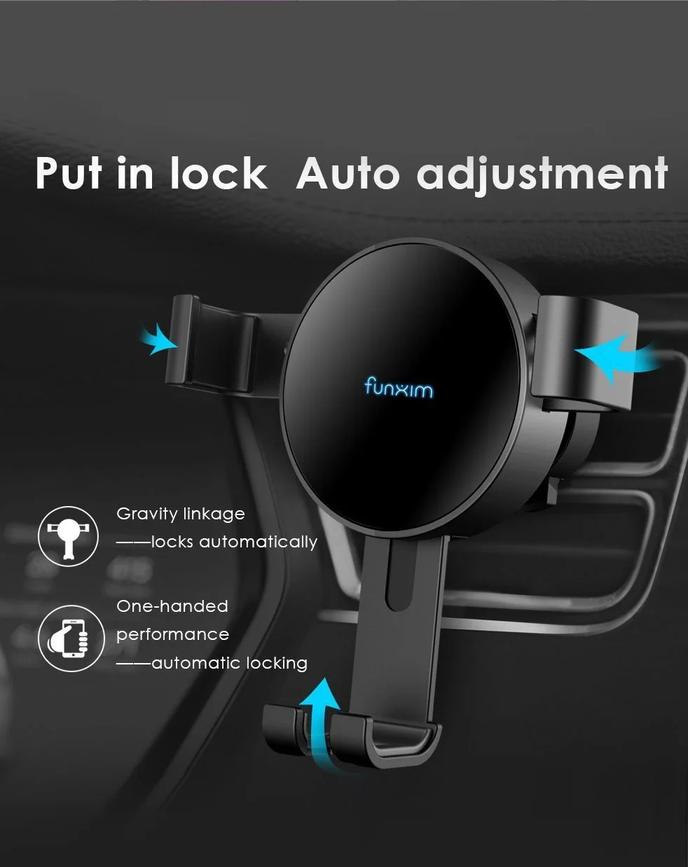 

hot selling mobile phone accessories universal car wireless fast car charger, Black