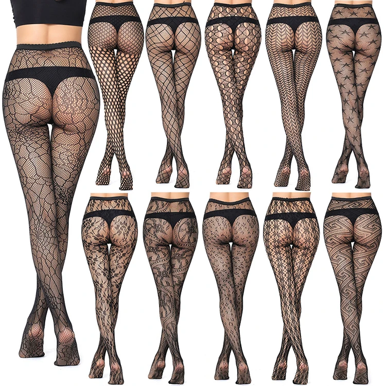 

Ultra-thin Summer Black Sexy Hollow Women underwear thigh high hosiery Skeleton Fishnet Tights designer stockings panty hose