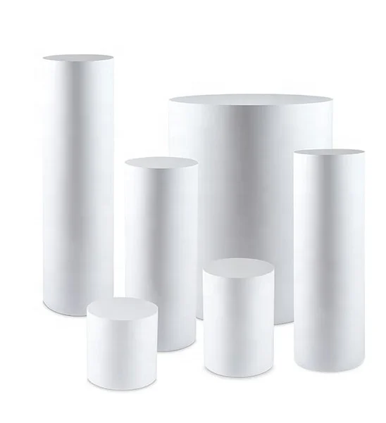 

White Acrylic Party Round Plinths Acrylic Cylinder Pedestals Display Platform acrylic cylinder