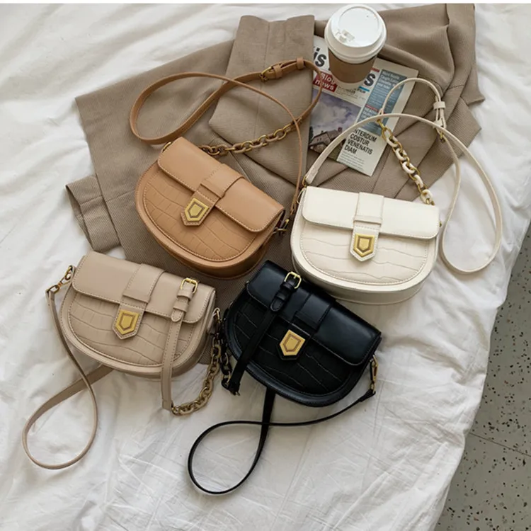 

2021 Retro Alligator Ladies Saddle Bag Lady Crossbody Women Bags Purse Trendy Leather Handbags