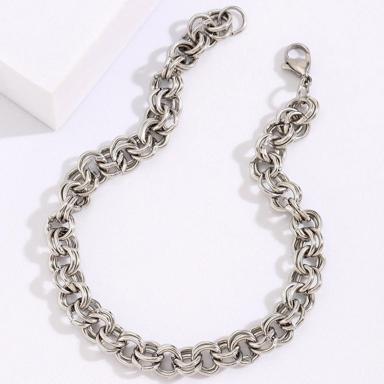 

MSYO New Ins Simplicity Double Loop Bracelet Exquisite Stainless Steel Bracelet For Men Fashion Chain Bracelet