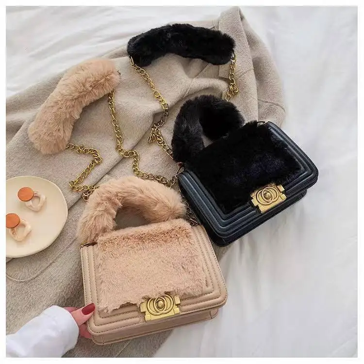 

2021 Fashion hand bag Winter fur Purses and Handbags for Women, Customized color