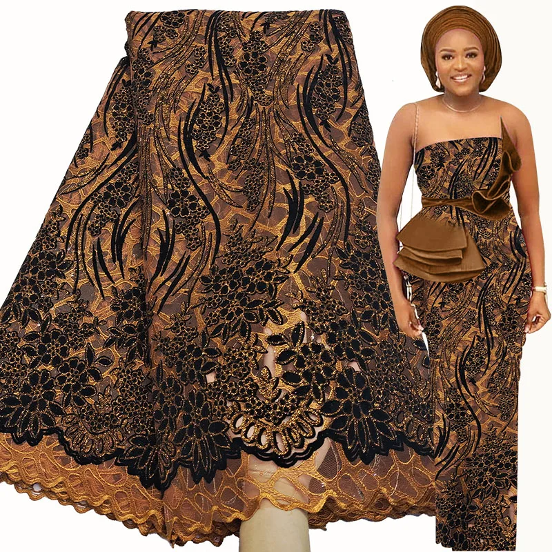 

Bestway orange embroidery fabric wedding dress African lace fabric, Multi-color