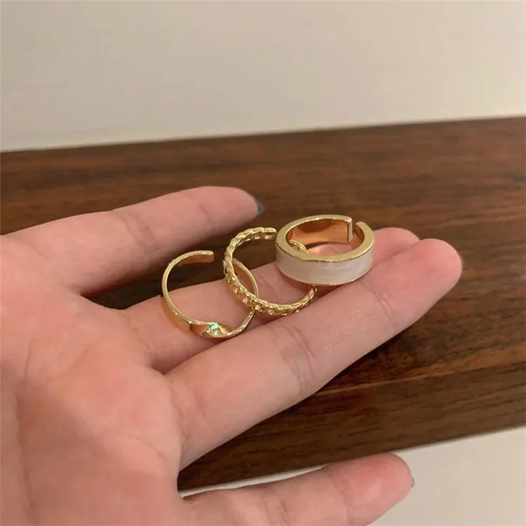 

Fashion ring three-piece ring trendy ins cold wind opening adjustable personalized ring, Picture shows