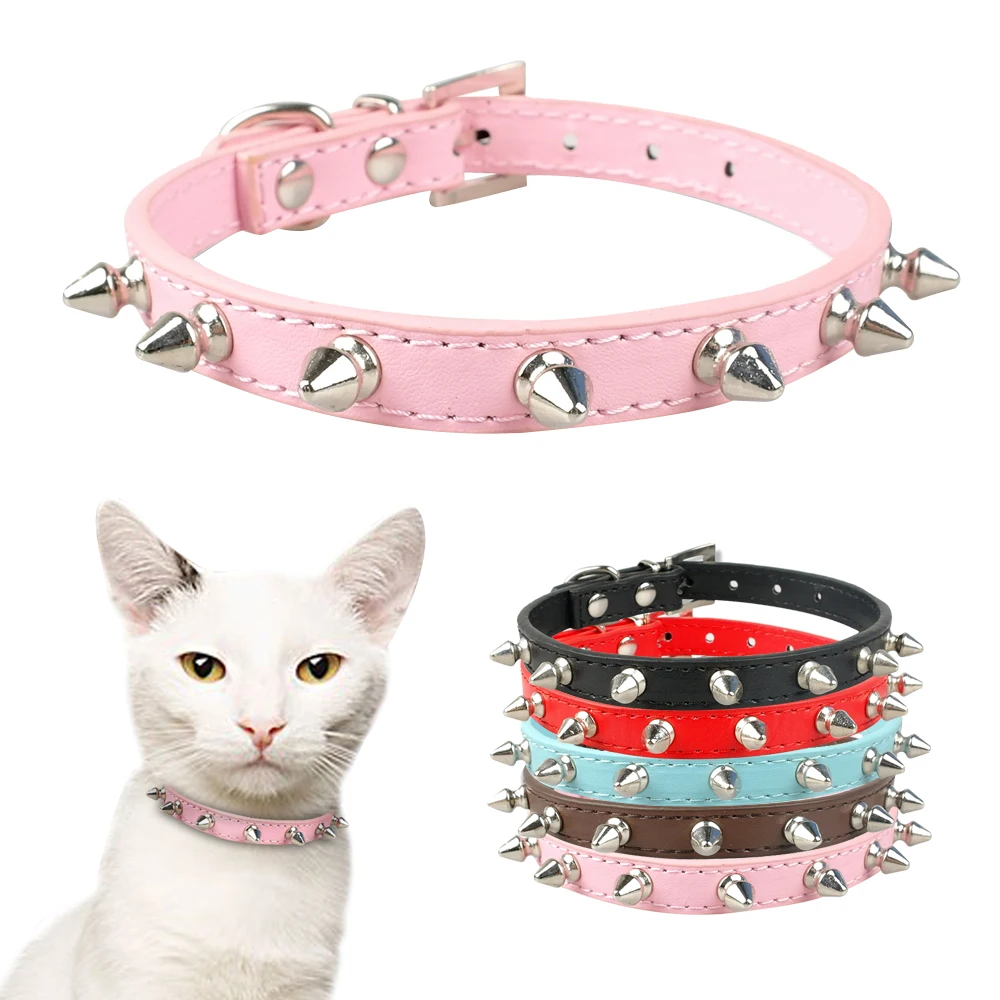 

Cool Cat Dog Collar Cats Dog Leather Spiked Studded Collars For Small Medium Dogs Cats