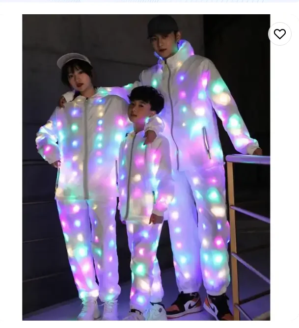 Wholesale LED dance wear in set Luminous Clothes Colorful Lighting Costume LED flash dance wear for men and women