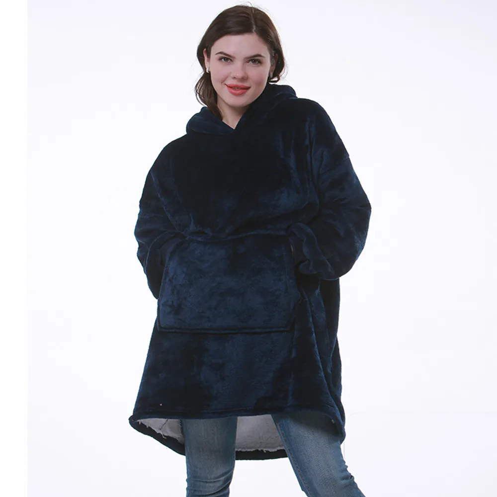 

Blanket with Sleeves Women Oversized Hoodie Fleece Warm Hoodies Sweatshirts Giant TV Blanket Women Hoody Robe Casaco Feminino