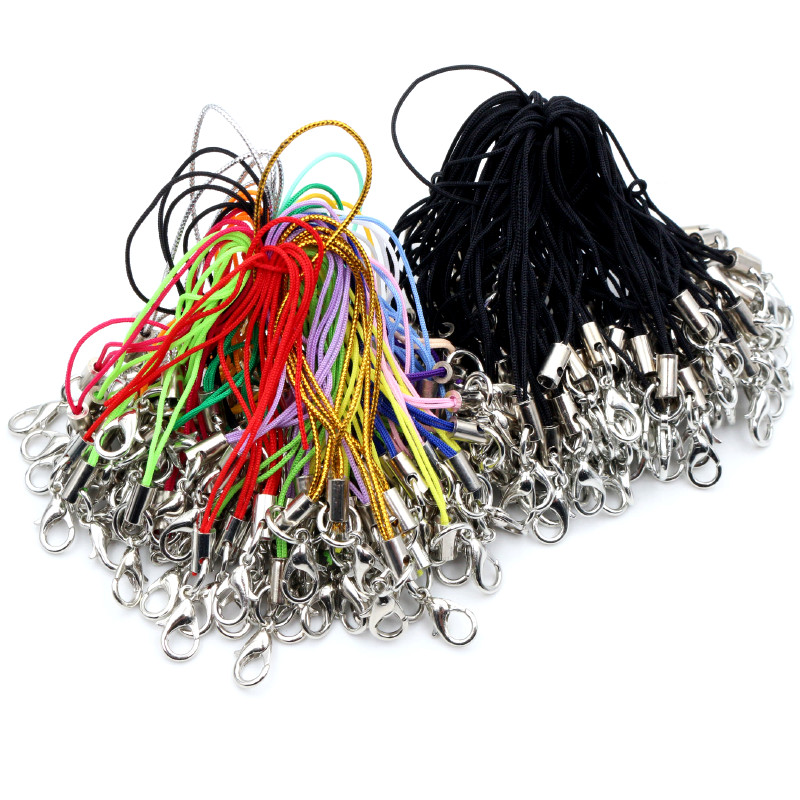 

100pcs Lanyard Lariat Strap Cords Lobster Clasp Rope Keychains Hooks Mobile Charms Keyring Bag Jewelry Accessories, Multi-colors
