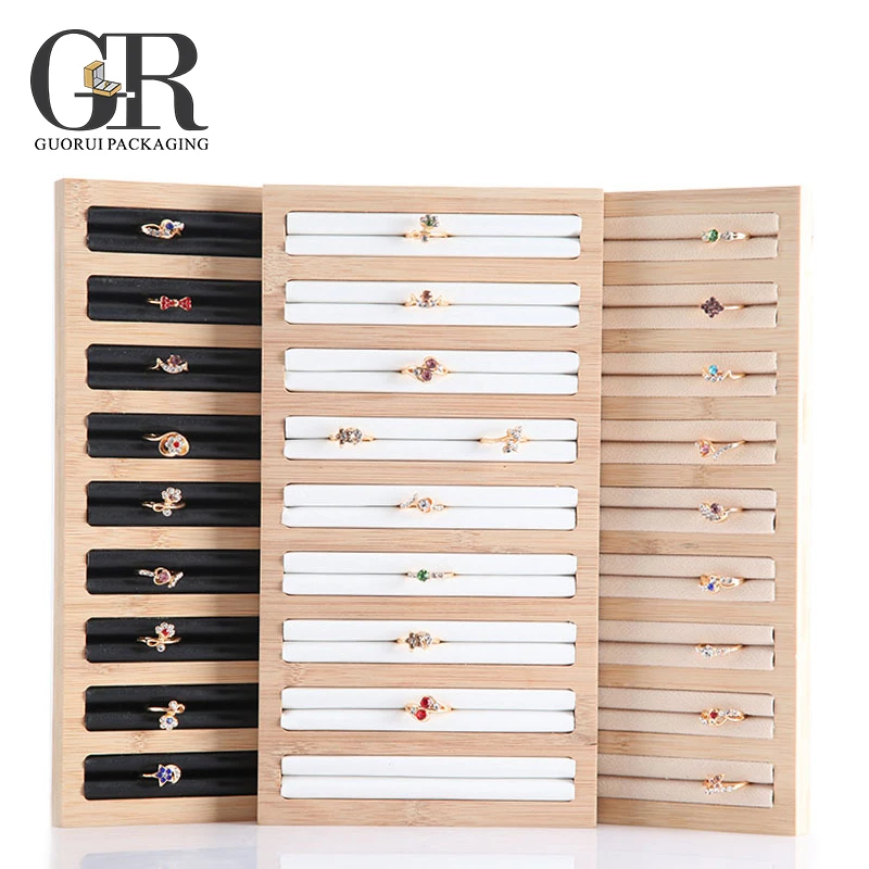 

Guorui Solid wood wedding ring display stand ring display tray, Customized