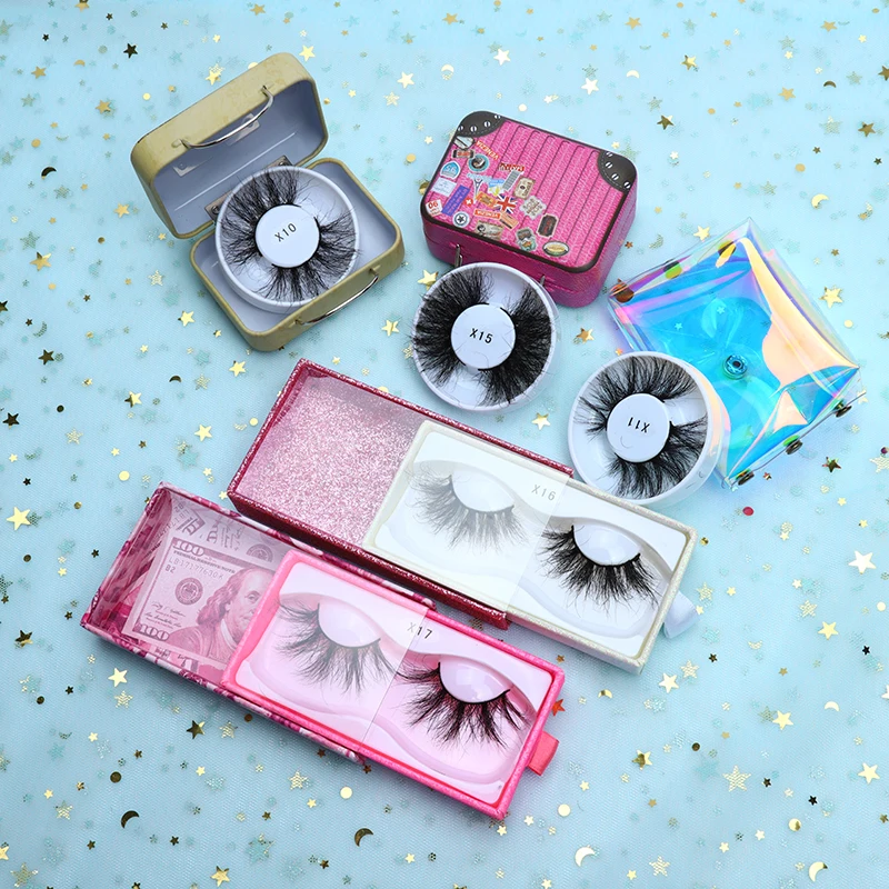

Handmade 5d 3d mink eyelashes vendor 25mm mink full strip eye lashes 3d mink eyelash wholesale vendor customized boxes, Black