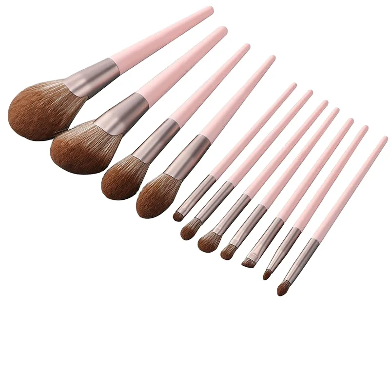 

YAESHII New Fashion And Chic 11Pcs Stick Makeup Brush Set For Beginners Vegan Cruelty Free Makeup Brushes, Pink