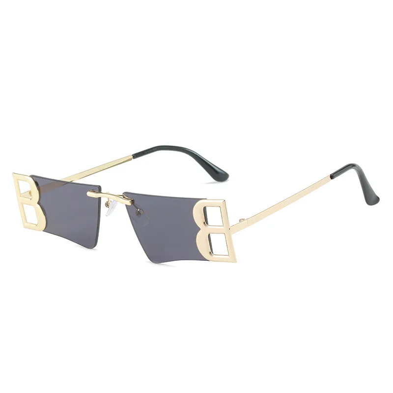 

STOCK High quality women men Metal rimless Square Fashion B brand luxury designer sunglasses