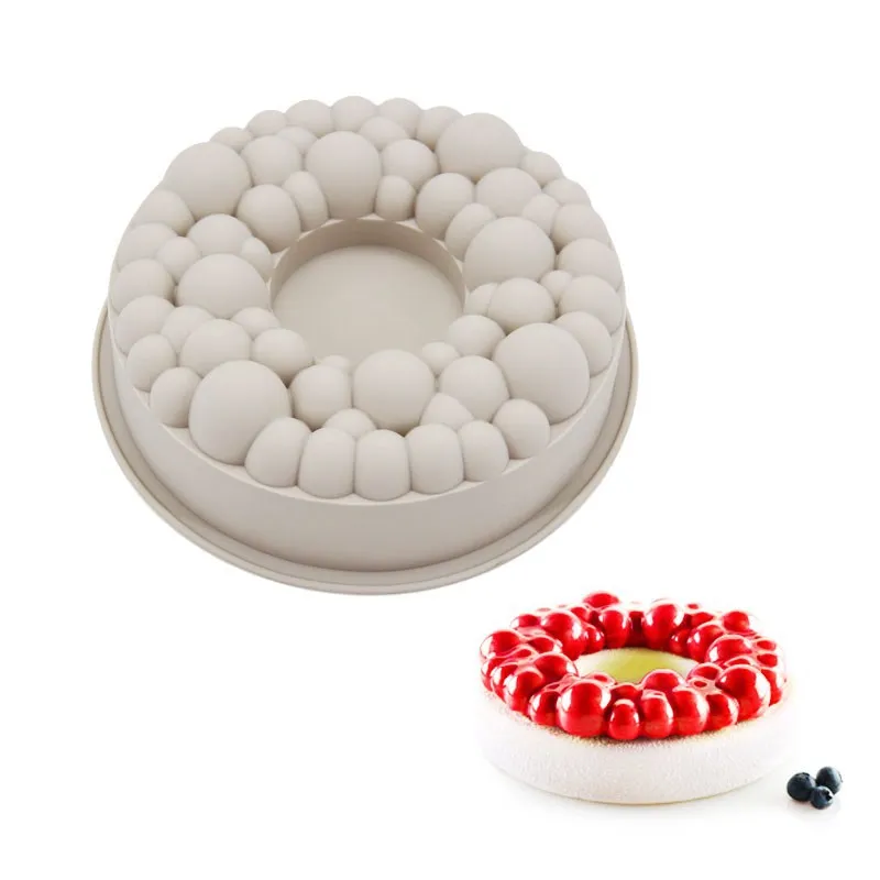 

BPA Free Durable Non-Stick Cherry Bubble Crown Shaped Silicone Mousse Baking Mold