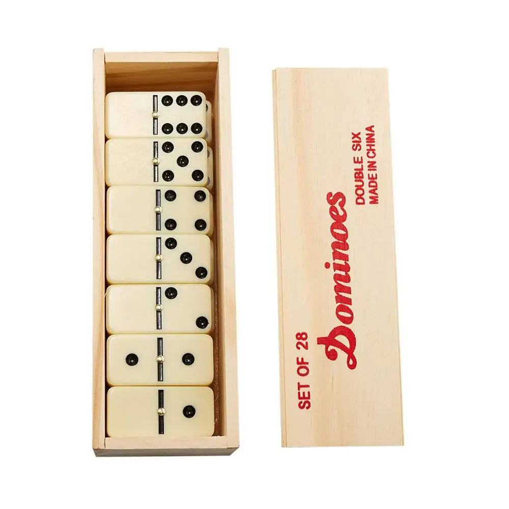 

28 pcs Dominoes Double 6 Mexican Train Game Set in Wooden Box