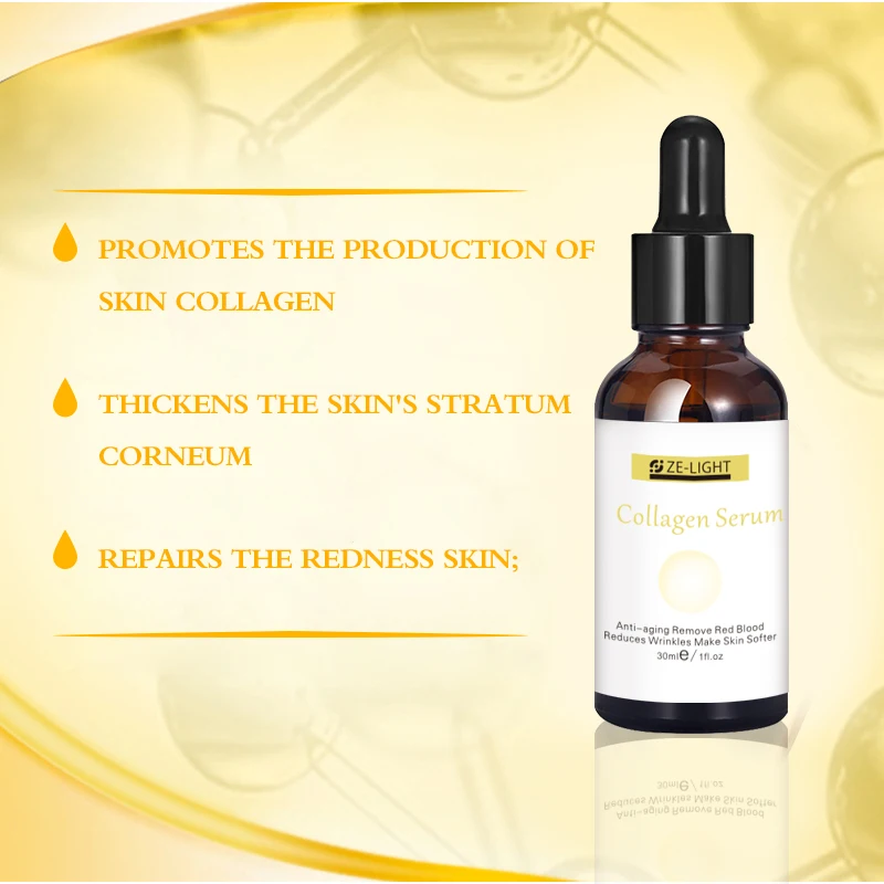 

Ze-light Private Label Vitamin C Anti Allergic Aging Whitening Facial Serum 24k Gold Pure Face Collagen Serum