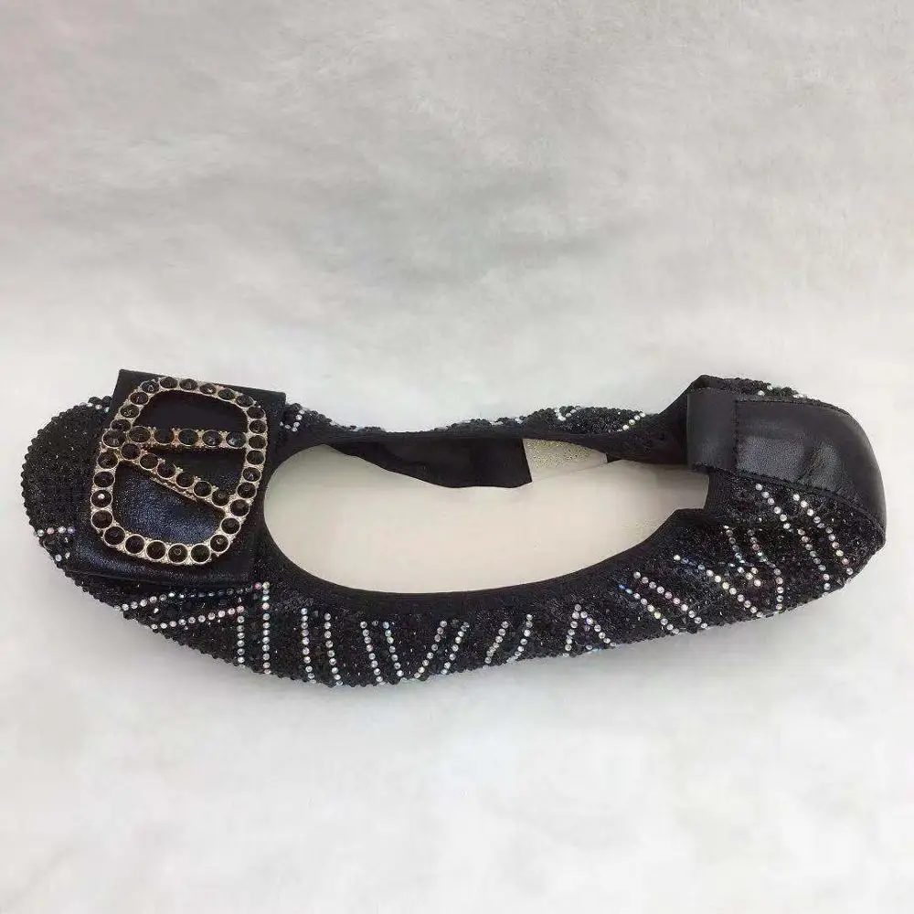 

Hot selling ladies casual flat dancing shoes with diamonds