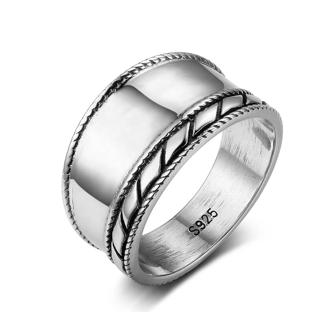 

Fashion Jewelry Custom Logo 925 Sterling Silver Vintage Ethnic Style Ring For Male Female