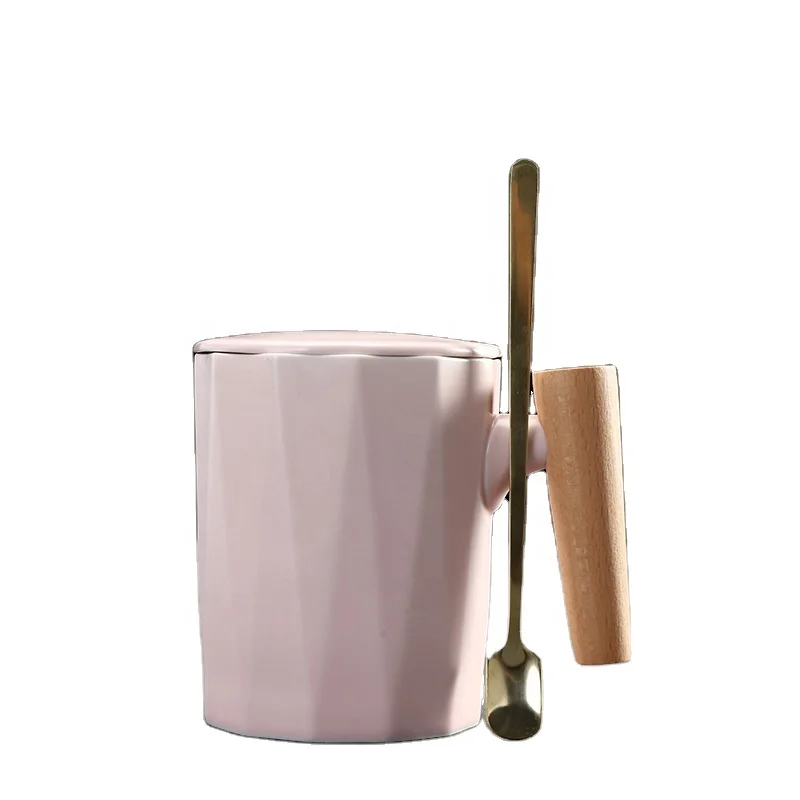 

Custom Logo Personalized Mug Coffee Mug Cups With Logo Wooden Handle And Lid Pink Coffee Mug, Black,white