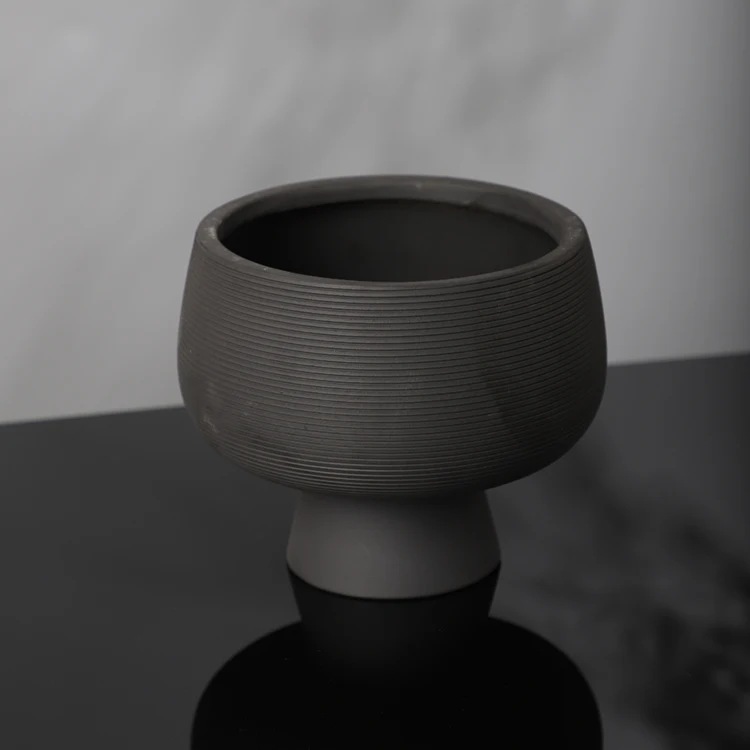 

Minimalism style unique shape matte black indoor hotel ornaments home decor ceramic planters