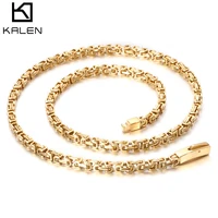 

KALEN 5mm Gold Royal Box Chain For Men Male Stainless Steel Long Necklaces