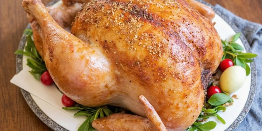 Seasoning mixture being rubbed onto turkey