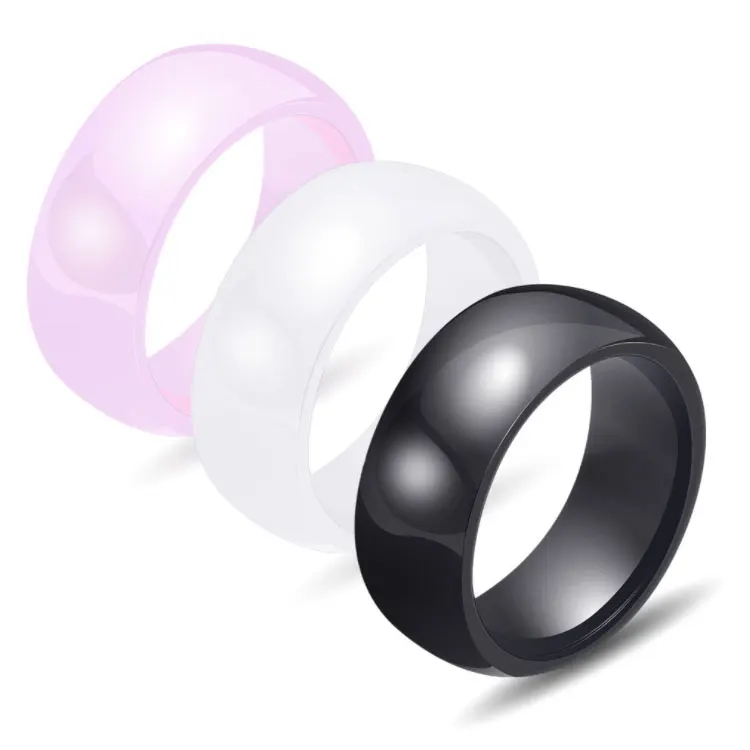 

SC 2022 Fashion Pink Ceramic Rings Couple Strong Ceramic Wedding Rings 8mm Men Classic Black Smooth Ceramic Chunky Rings, Black, white, pink