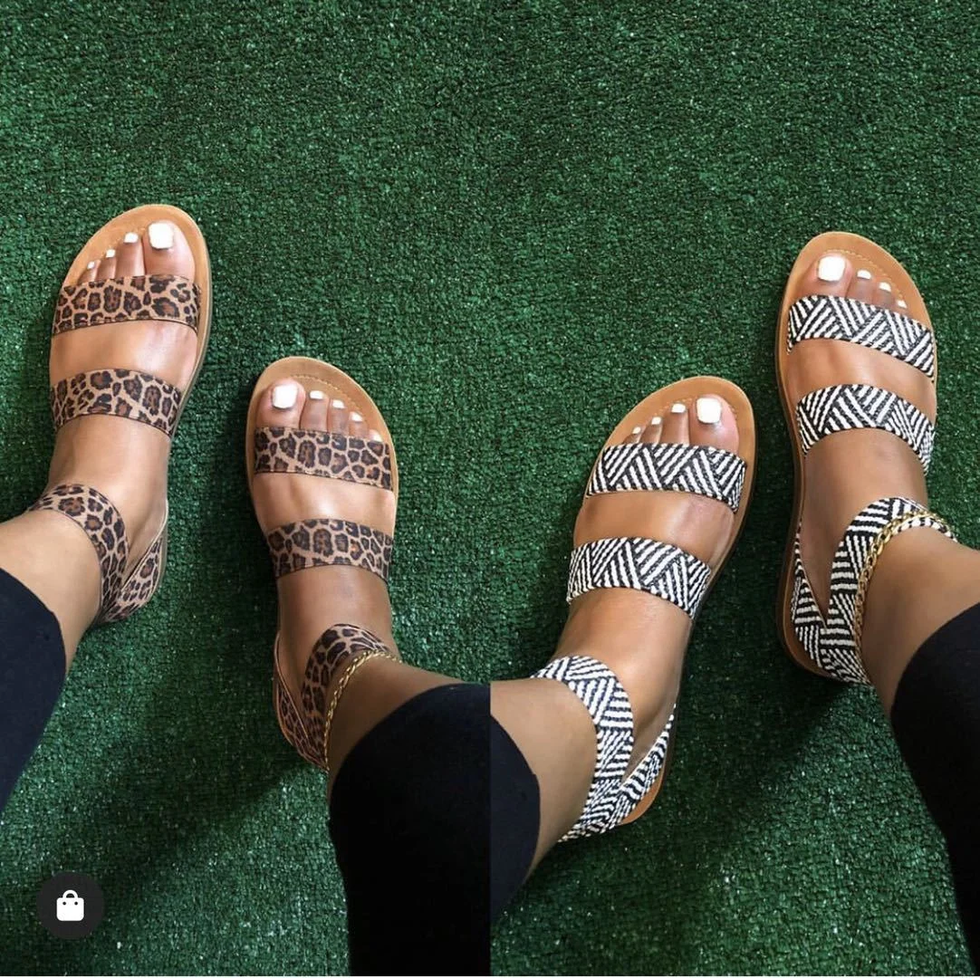 

Size:37-41Wild leopard print sandals No.9246, Black+white,leopard