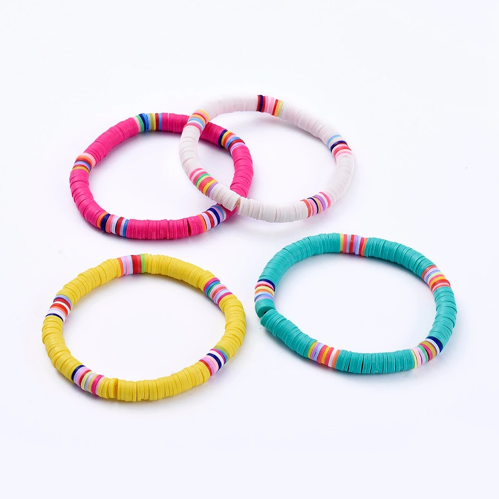 

PandaHall Mixed Color Clay Disc Beads Stretch Bracelets
