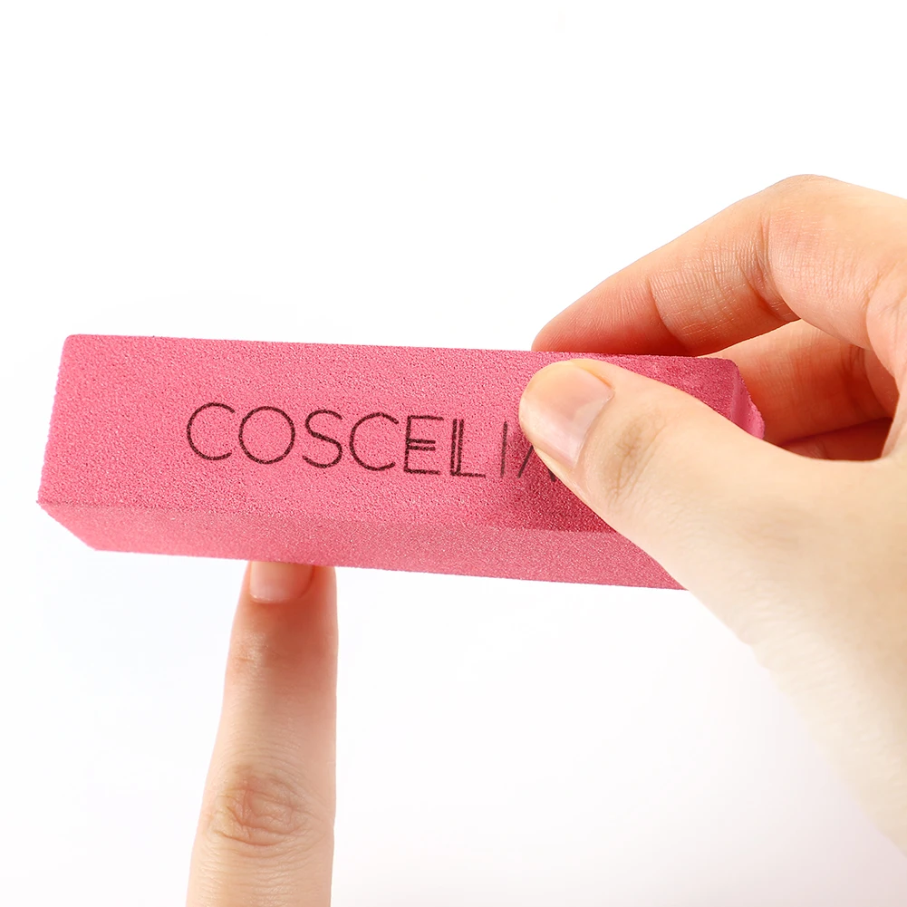 

COSCELIA Square Nail Buffer Block High Quality Pink Mini 4 Sides Nail File 100/180 and Buffer Nail Art Salon OEM Custom Logo