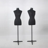 

wholesale price black fabric Pu foam female half body form mannequin lady dress bust manikin torso mannequins